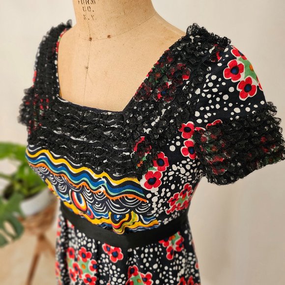 Geoffrey Beene Dresses & Skirts - 70s Designer Geoffrey Beene Abstract Floral Print High Waste Maxi w/ Pockets